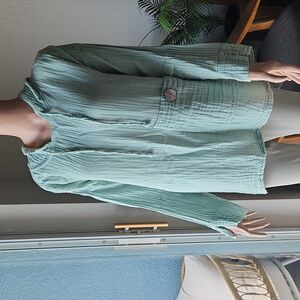 Mint Green Hooded Pullover Top 100% Cotton